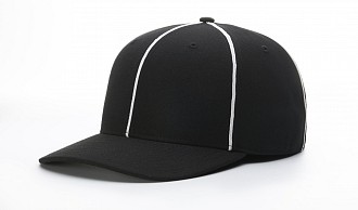 Richardson Surge Black Cap with White Piping - Fitted