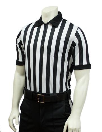 Smitty Performance Mesh Short Sleeve 1" Black and White Striped Shirt (No Logo)