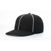 Richardson Surge Black Cap with White Piping - Fitted